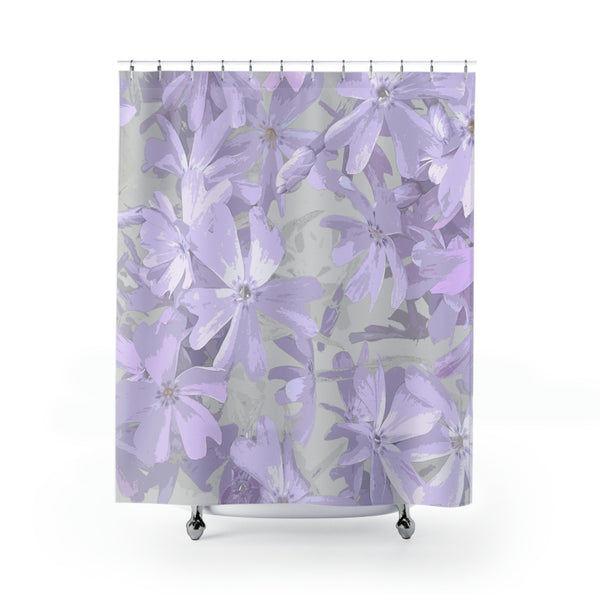 Light Purple & Gray Flower Art Print Shower Curtain