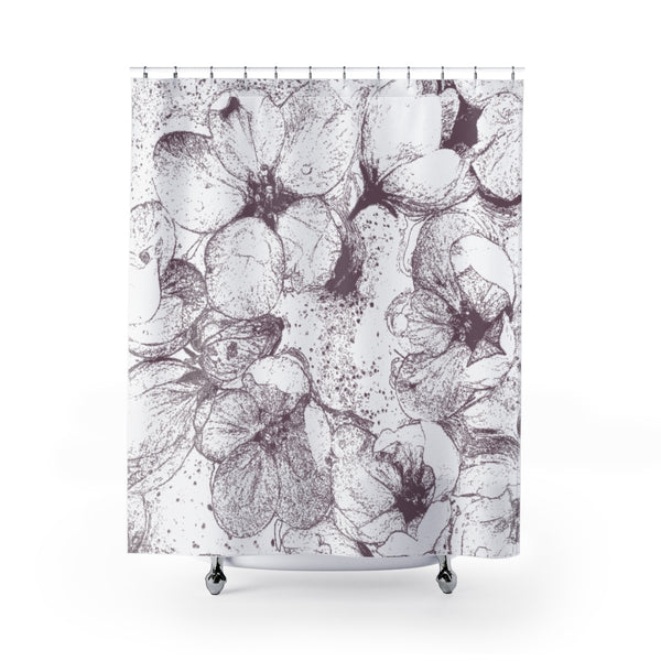 Apple Blossom Shower Curtain, Muted Raspberry Pink - Metro Shower Curtains