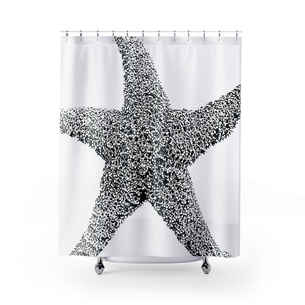 Black and White Art Print Starfish Shower Curtain - Metro Shower Curtains