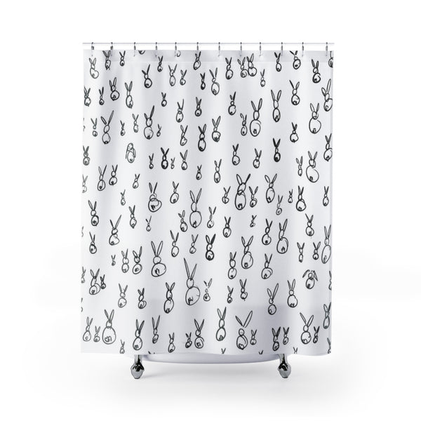 Bunny Butts Black and White Whimsical Shower Curtains