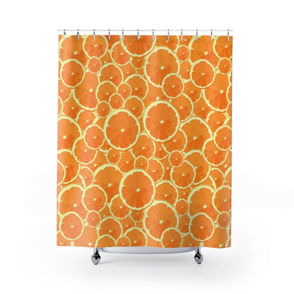 Oranges Citrus Mod Print Shower Curtain - Pattern of Orange Slices, Fun Bathroom Decor - Metro Shower Curtains