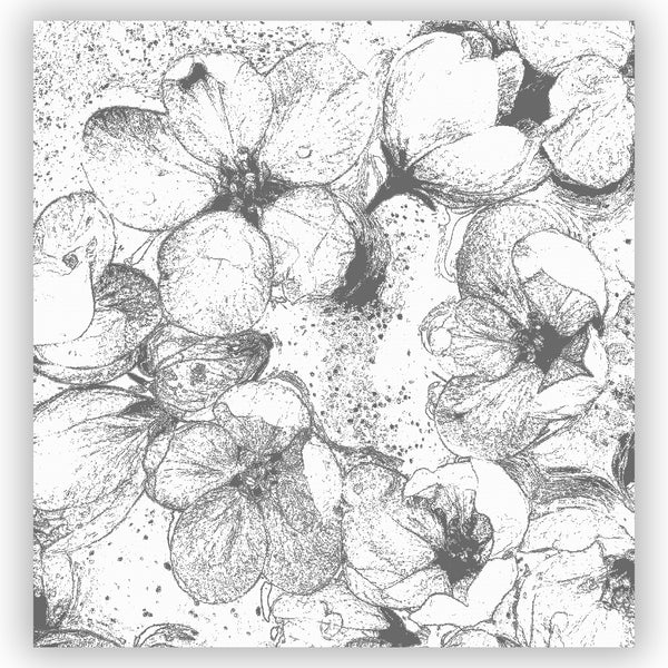 Apple Blossom Shower Curtain, Large-Scale, Gray Sketch Style - Metro Shower Curtains