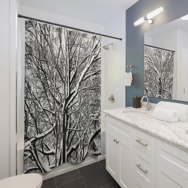 Black and White Trees in Winter Shower Curtain