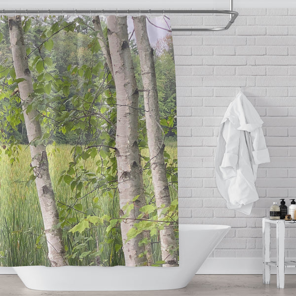 Birch Marsh New England Nature Shower Curtain