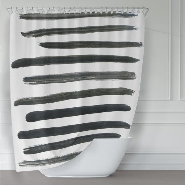 Zen Charcoal Black Stripes Shower Curtain