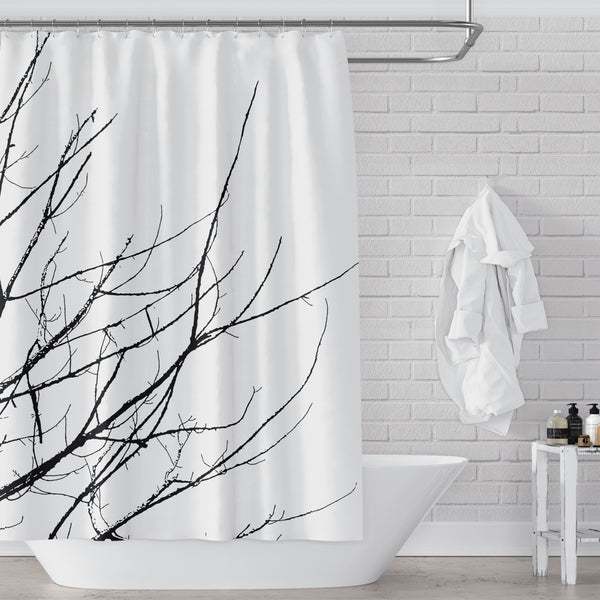 Black Tree Branch Silhouette Shower Curtain