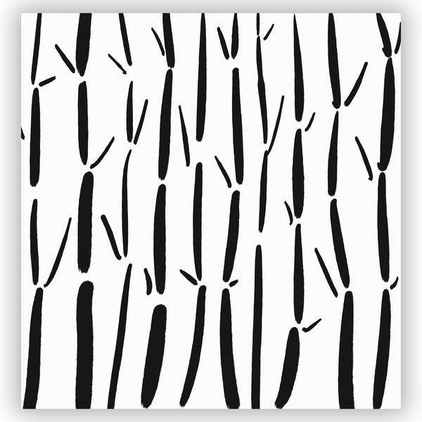 Black and White Minimalist Bamboo Forest Zen Shower Curtain