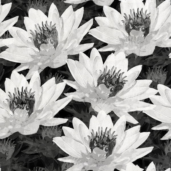 Lotus Flower Black and White Spa Design Shower Curtain - Metro Shower Curtains