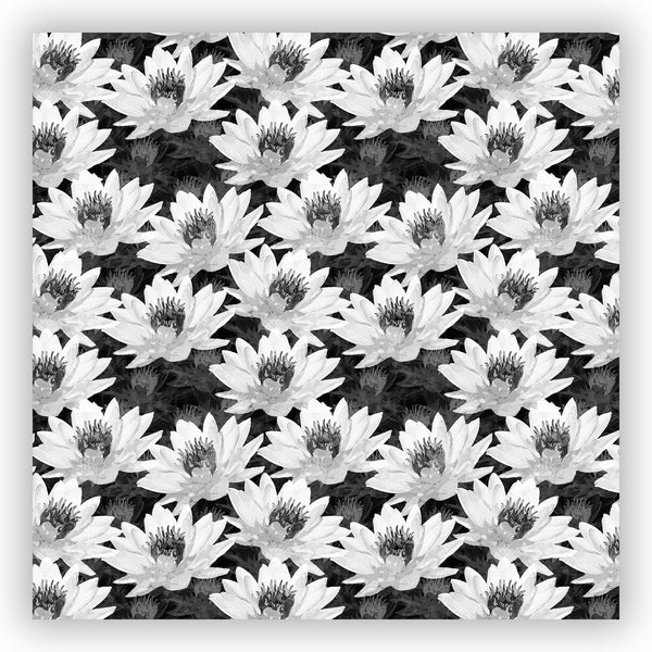 Lotus Flower Black and White Spa Design Shower Curtain - Metro Shower Curtains