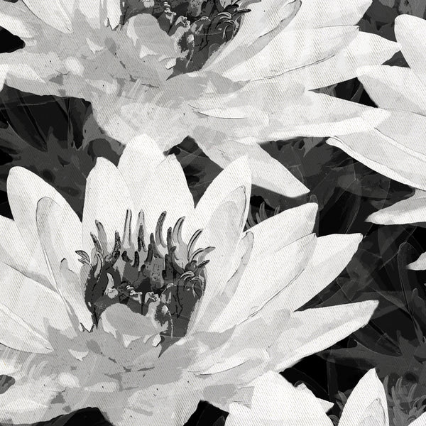 Lotus Flower Black and White Spa Design Shower Curtain - Metro Shower Curtains