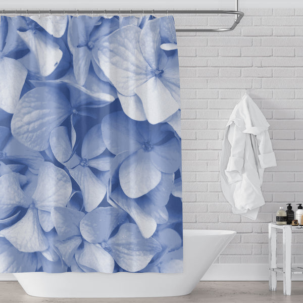Blue Hydrangeas Large-Scale Floral Art Print Shower Curtain - Metro Shower Curtains
