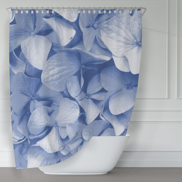 Blue Hydrangeas Large-Scale Floral Art Print Shower Curtain - Metro Shower Curtains