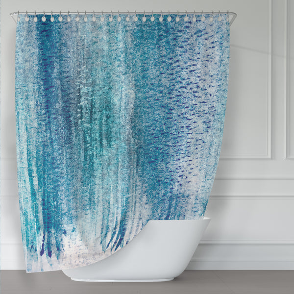 Aqua Blue Watercolor Stripes Shower Curtain - Metro Shower Curtains