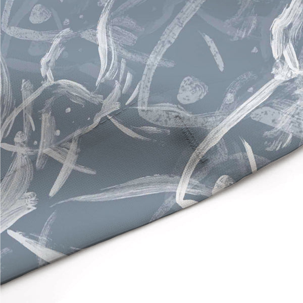 Blue and White Fish Impressions Shower Curtain