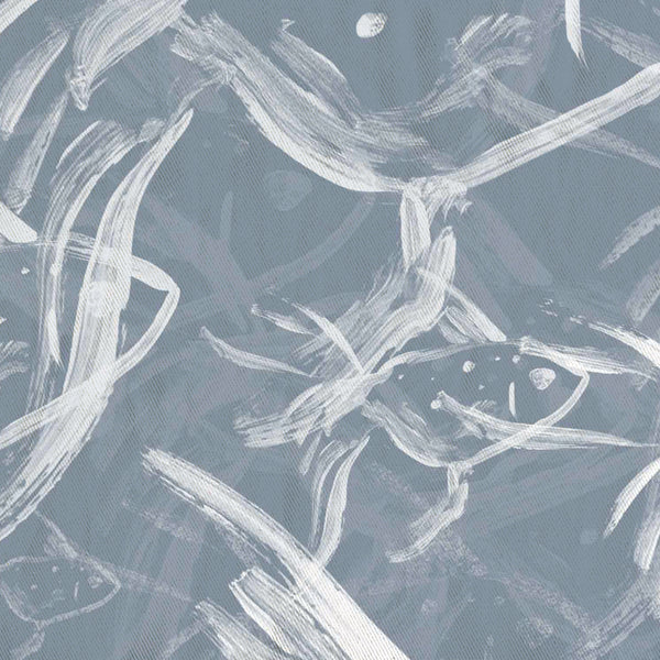 Blue and White Fish Impressions Shower Curtain