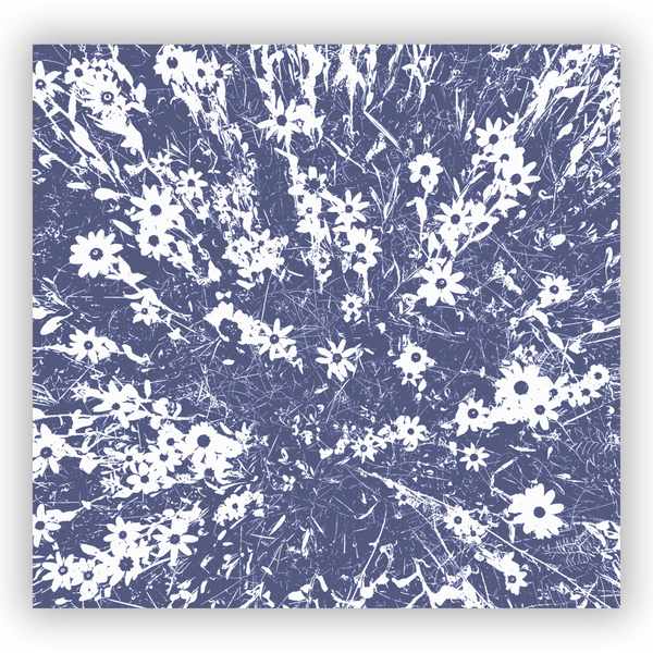 Navy Blue and White Daisy Wildflower Meadow Shower Curtain