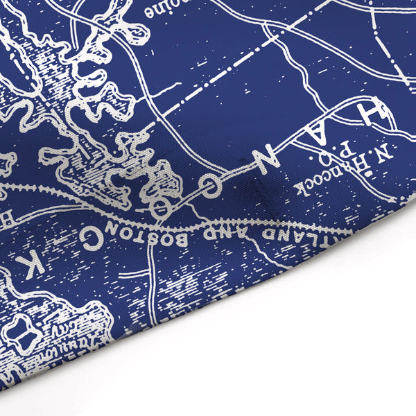 Blue & White Acadia National Park Vintage Maine Map Shower Curtain - Metro Shower Curtains
