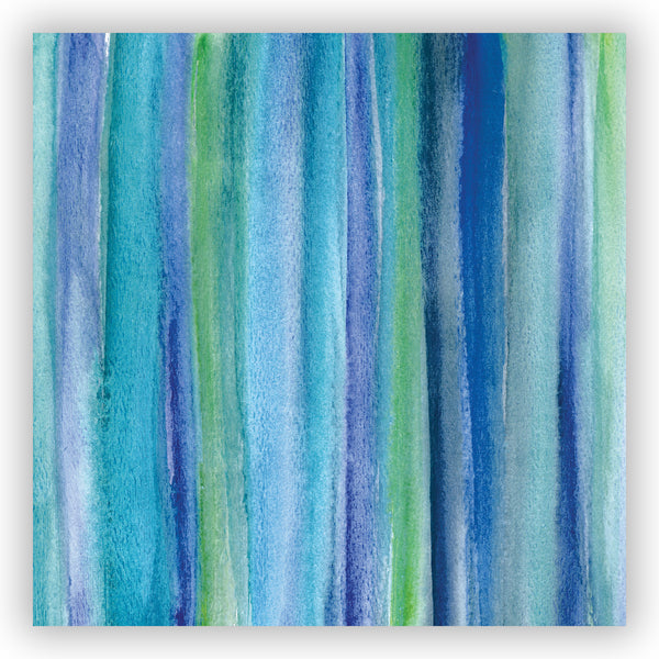 Underwater Blue Green Watercolor Reeds / Stripes Shower Curtain - Metro Shower Curtains