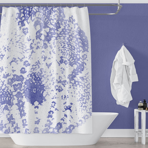 Deep Periwinkle Blue Boho Watercolor Lace Print Shower Curtain - Metro Shower Curtains