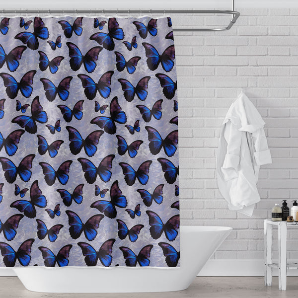 Purple and Blue Morpho Butterfly Shower Curtain - Metro Shower Curtains