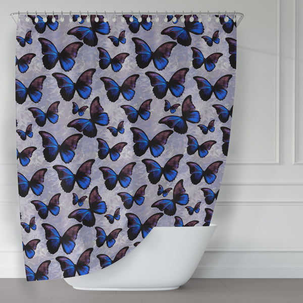 Purple and Blue Morpho Butterfly Shower Curtain - Metro Shower Curtains