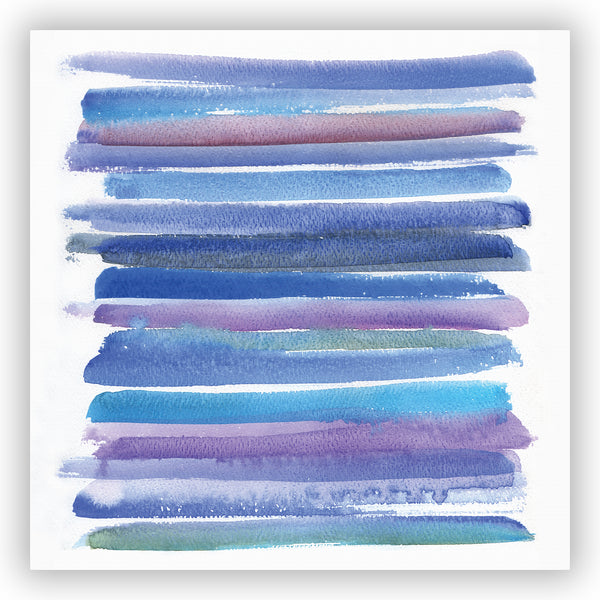 Blue and Purple Watercolor / Horizontal Stripes / Abstract Water Art Shower Curtain - Metro Shower Curtains