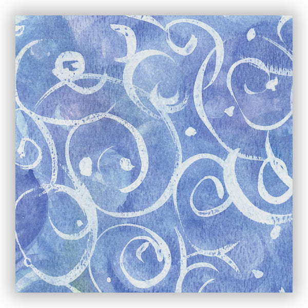 Cornflower Blue Watercolor & Spirals Underwater Art Shower Curtain - Metro Shower Curtains