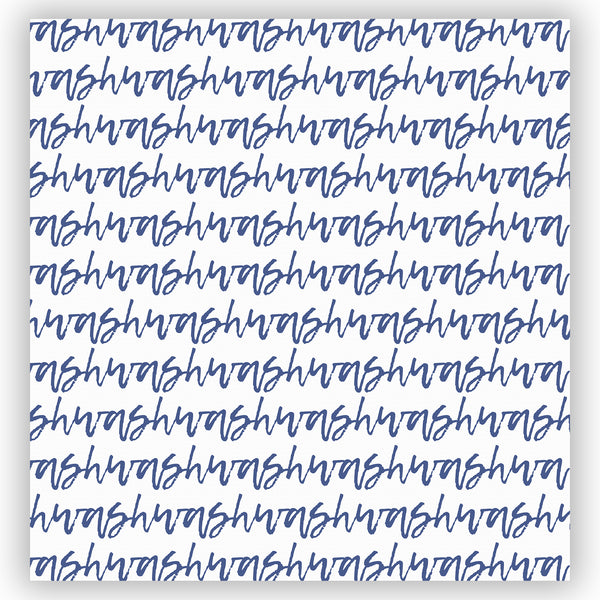 Blue and White "Wash" Cursive Text Stripes Shower Curtain - Metro Shower Curtains