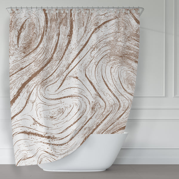 Burly Sienna Brown on White Driftwood Art Print Shower Curtain - Metro Shower Curtains