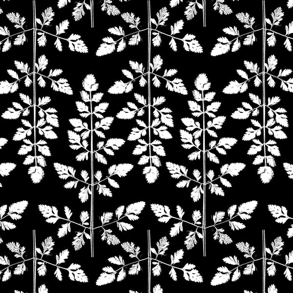 Black and White Astilbe Leaf / Natural Photographic Damask-Style Pattern Shower Curtain - Metro Shower Curtains