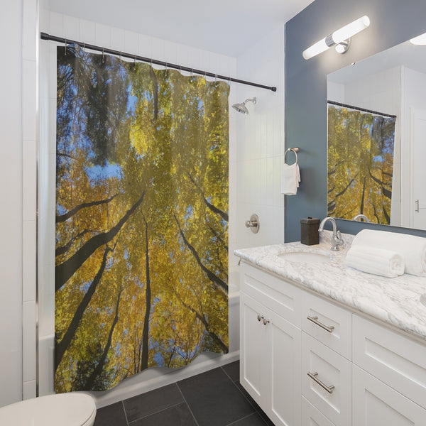 Golden Trees Fall Forest Scene Shower Curtain