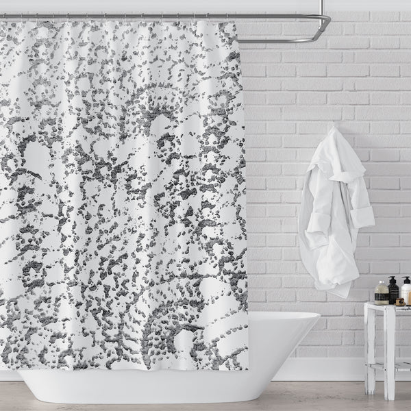 Bold Black and White Boho Paisley Shower Curtain