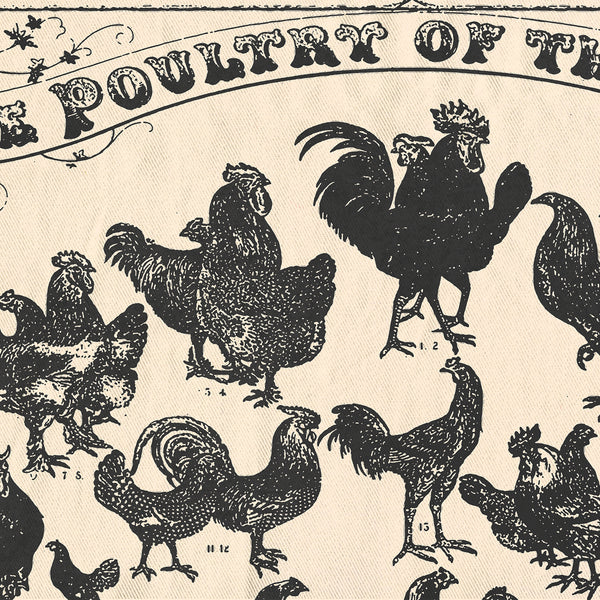 Farmhouse Chicken Vintage Print Beige on Cream Shower Curtain - Metro Shower Curtains