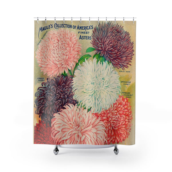 Farmhouse Floral Shower Curtain - Vintage Seed Catalogue Print - Metro Shower Curtains