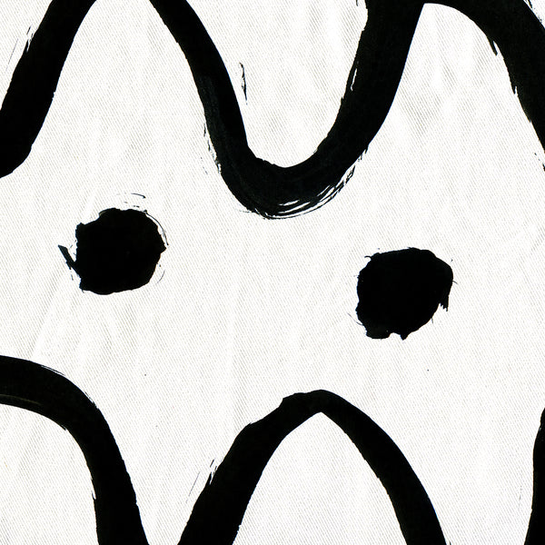 Black on White Scandi Large-Scale Loose Dots & Squiggles Mod Print Shower Curtain - Metro Shower Curtains