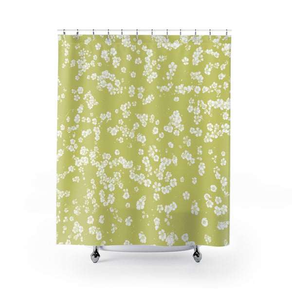 Retro Spring Green Wildflower Meadow Shower Curtain - Metro Shower Curtains