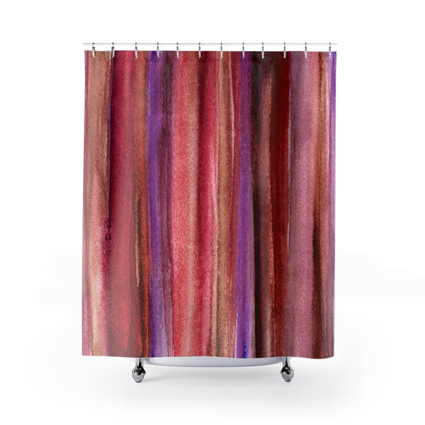 Burgundy Watercolor Stripes Abstract Art Shower Curtain - Metro Shower Curtains