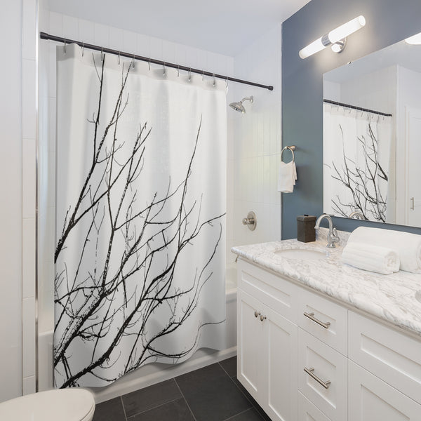 Black Tree Branch Silhouette Shower Curtain