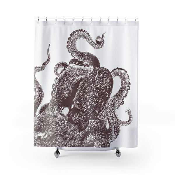 Brown and White Octopus Shower Curtain - Metro Shower Curtains