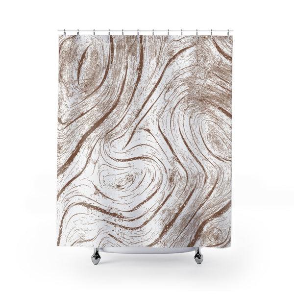 Burly Sienna Brown on White Driftwood Art Print Shower Curtain - Metro Shower Curtains