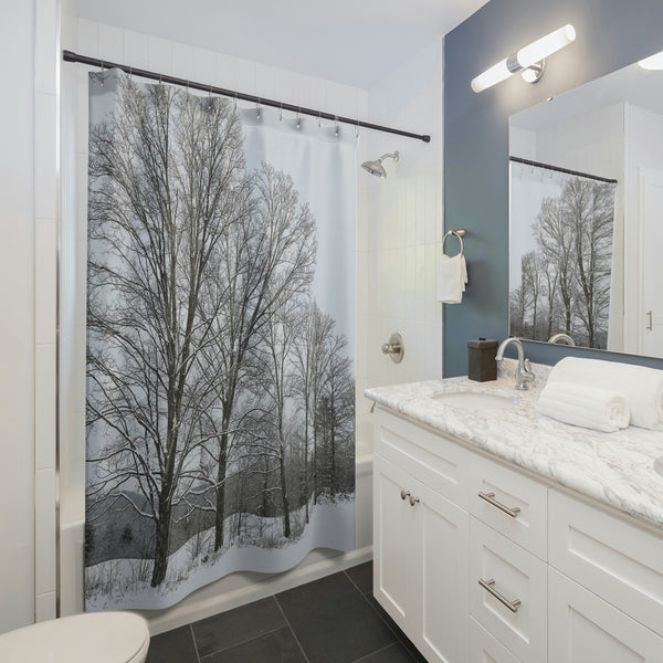 Snowy Vermont Farm & Forest Shower Curtain
