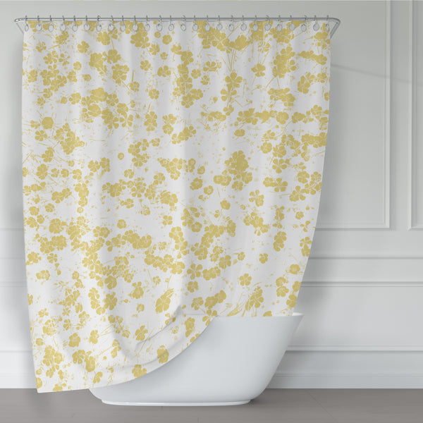 Field of Buttercups Yellow and White Art Print Shower Curtain - Metro Shower Curtains