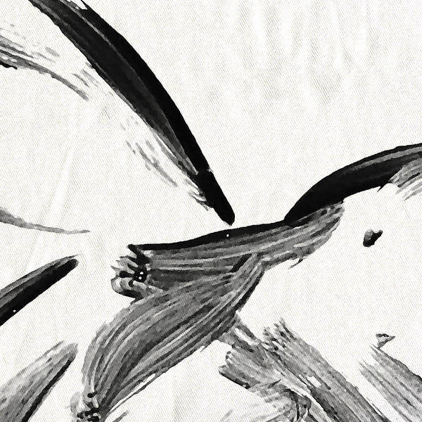 One Fish Shower Curtain:  Black and White Ink Sketch