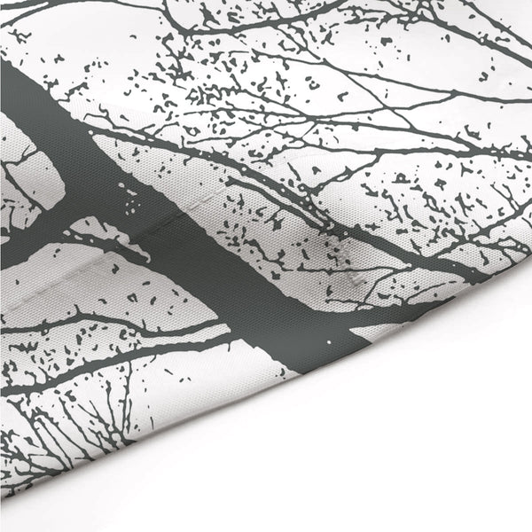 Forest Trees Canopy View Gray on White Silhouette Shower Curtain