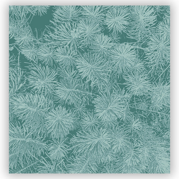 Green Teal Evergreen Needles Shower Curtain