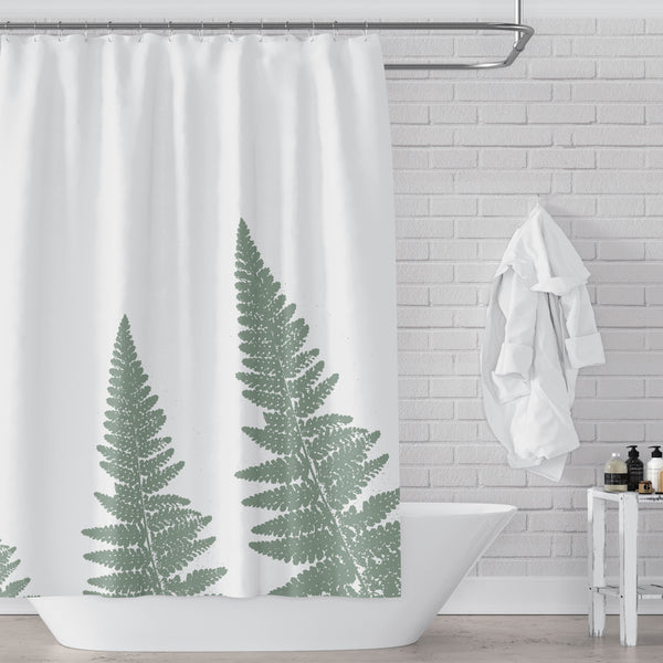 Green Woodland Ferns Spa Shower Curtain - Metro Shower Curtains