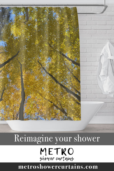 Golden Trees Fall Forest Scene Shower Curtain