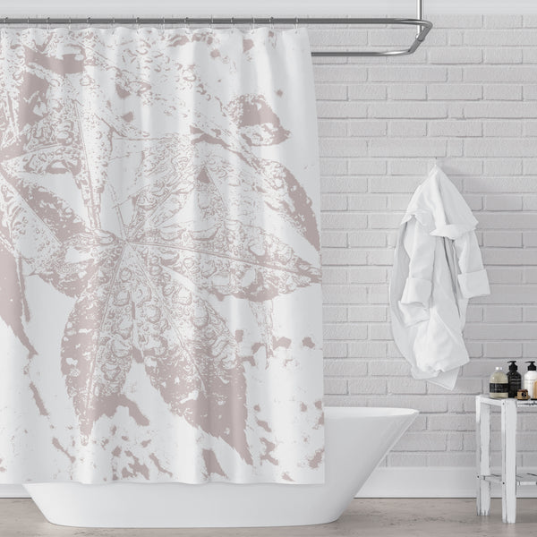 Gray and White Japanese Maple Leaves in the Rain Shower Curtain - Metro Shower Curtains