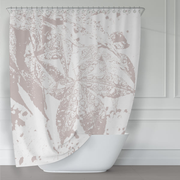Gray and White Japanese Maple Leaves in the Rain Shower Curtain - Metro Shower Curtains