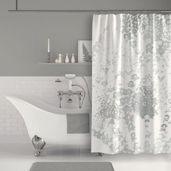 Gray and White Lace Mandala Watercolor Print Shower Curtain - Metro Shower Curtains